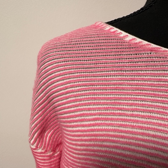 *FOXCROFT* Pink x White Striped Long Sleeve Shirt Size Small - Picture 3 of 7